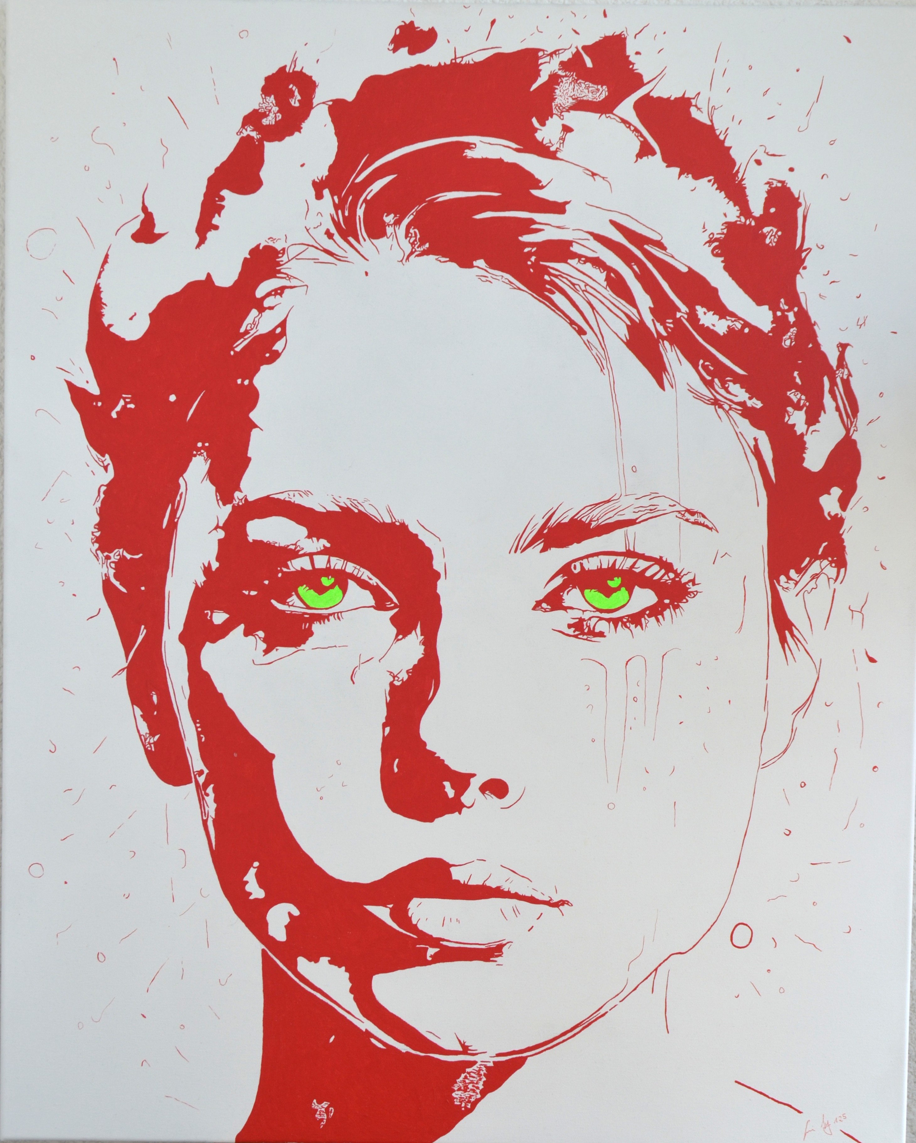 1 Lady in red, 100x80cm, Acryl auf Leinwand