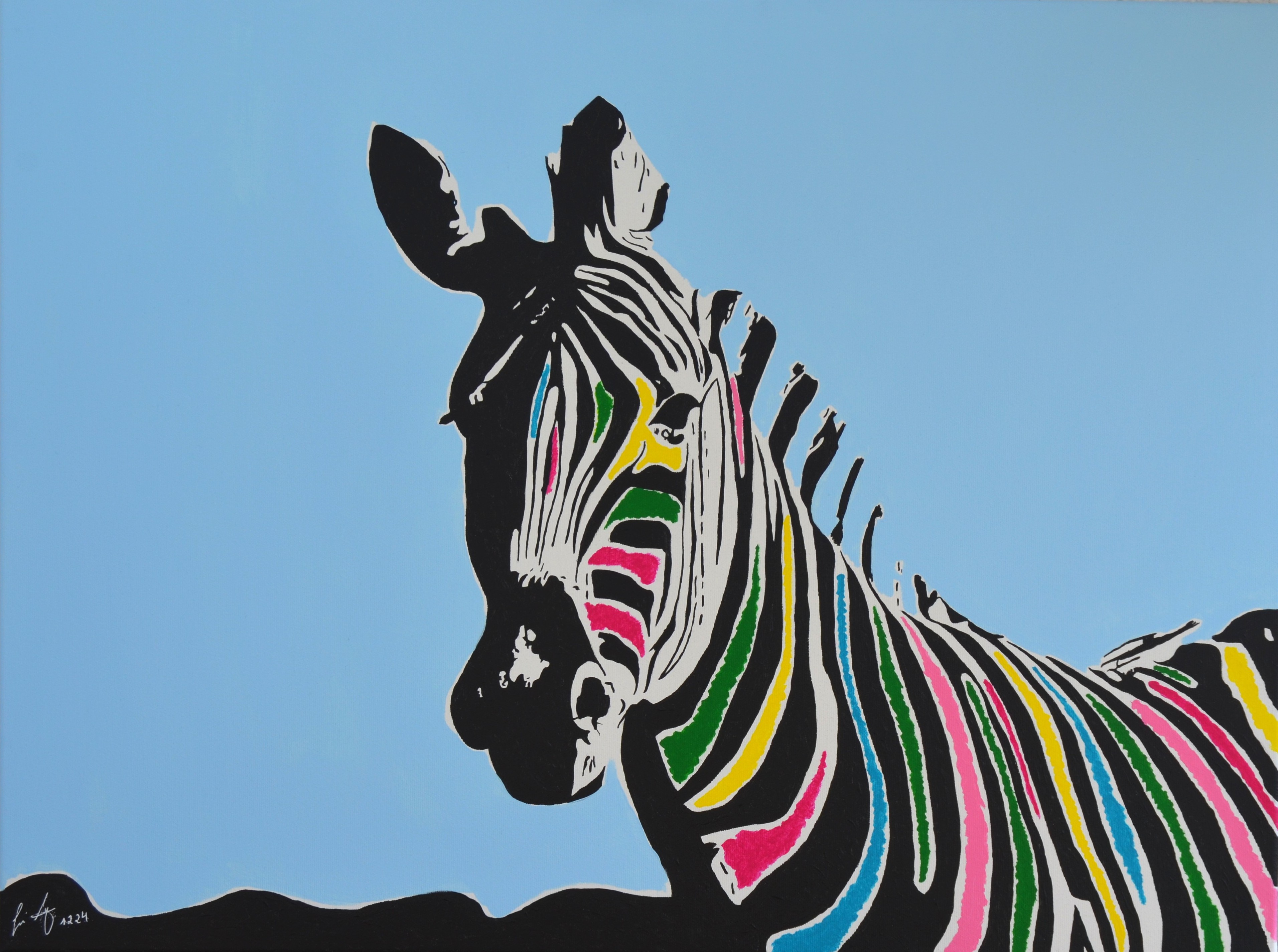 12 Zebra,80x60 cm, Acryl auf Leinwand