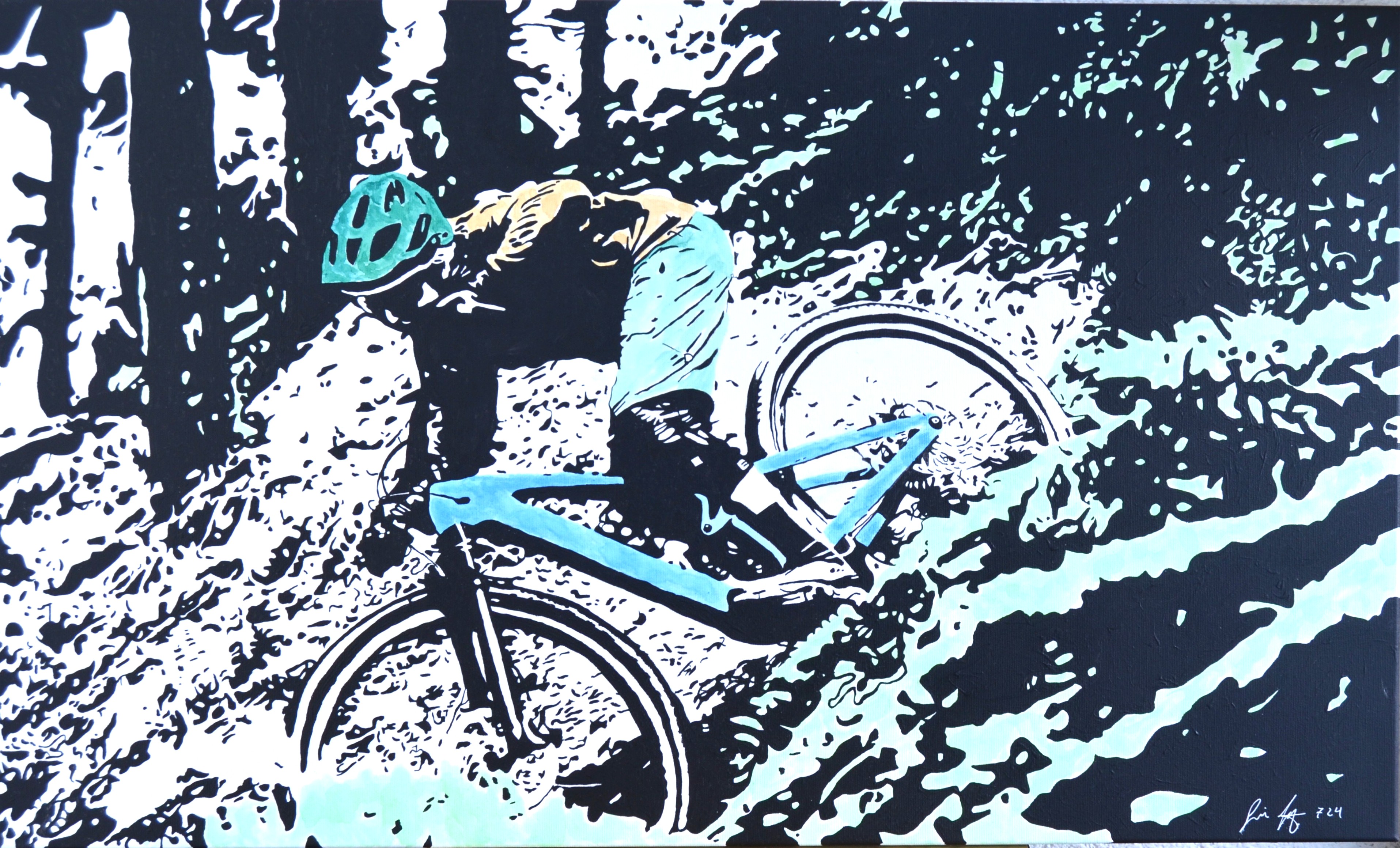 16 MTB 2, 100x60cm, Acryl mit Alkoholtinte auf Leinwand