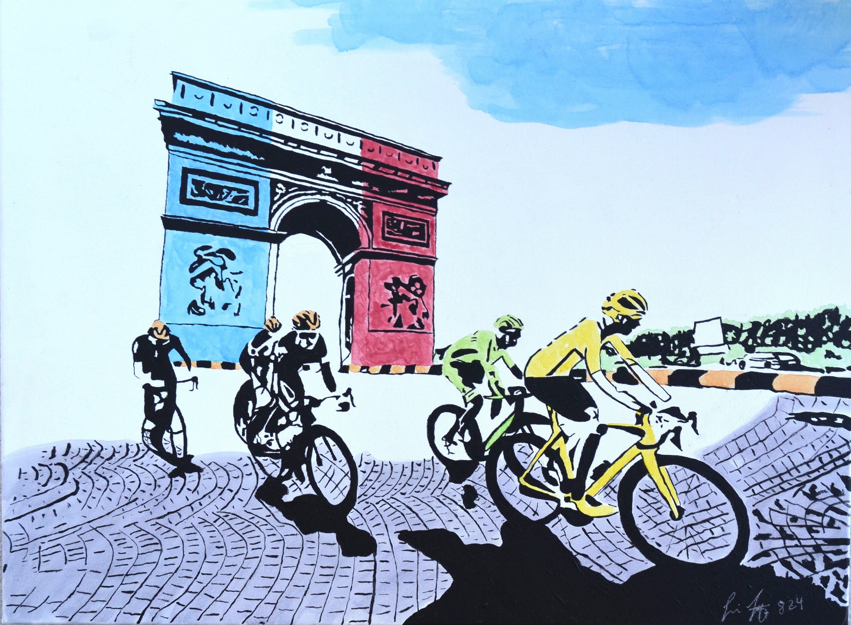 23 Tour de France, 80x60cm, Acryl mit Alkoholtinte auf Leinwand