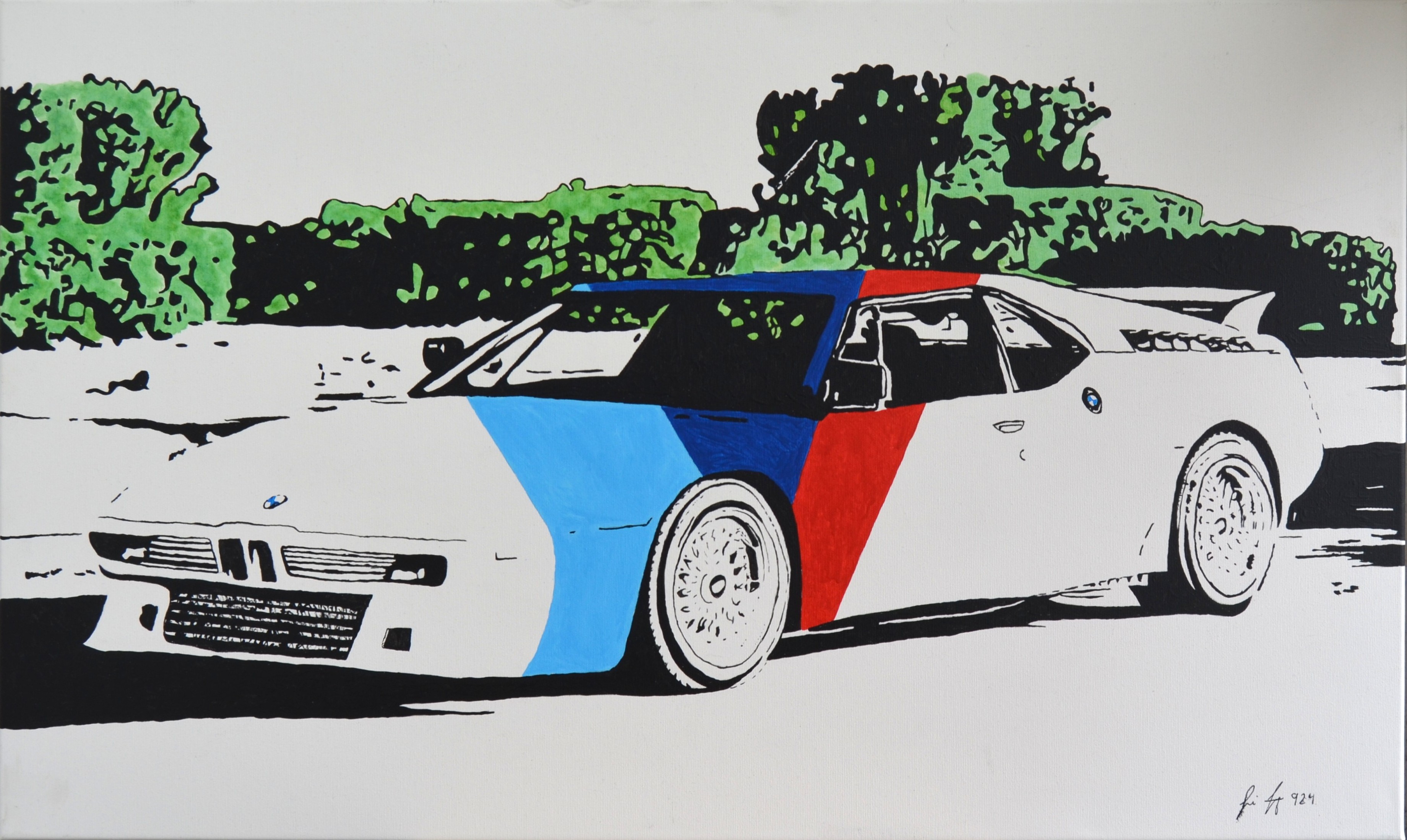 25 BMW M1,100x60cm, Acryl mit Alkoholtinte auf Leinwand