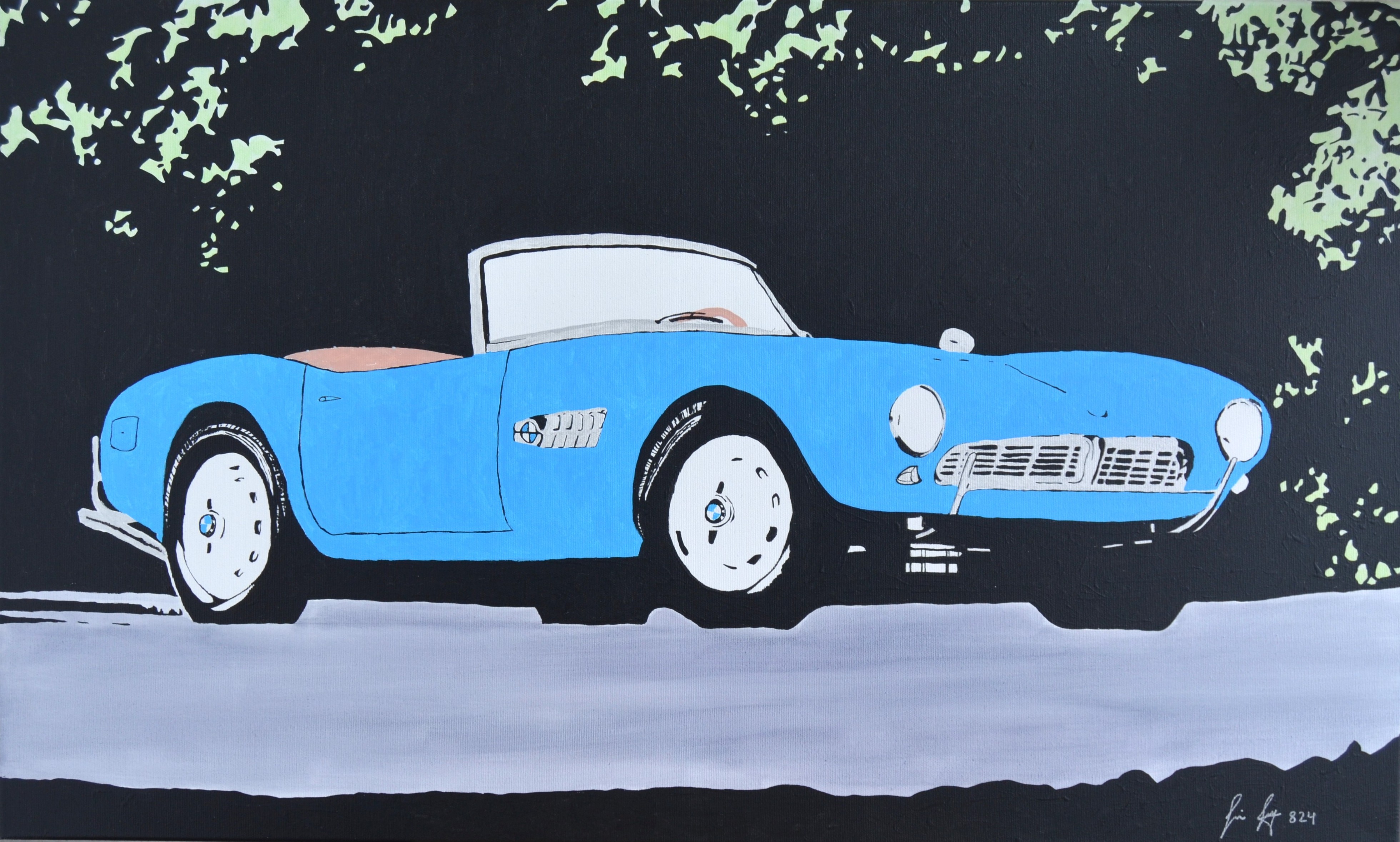 26 BMW 507, 100x60cm, Acryl mit Alkoholtinte auf Leinwand
