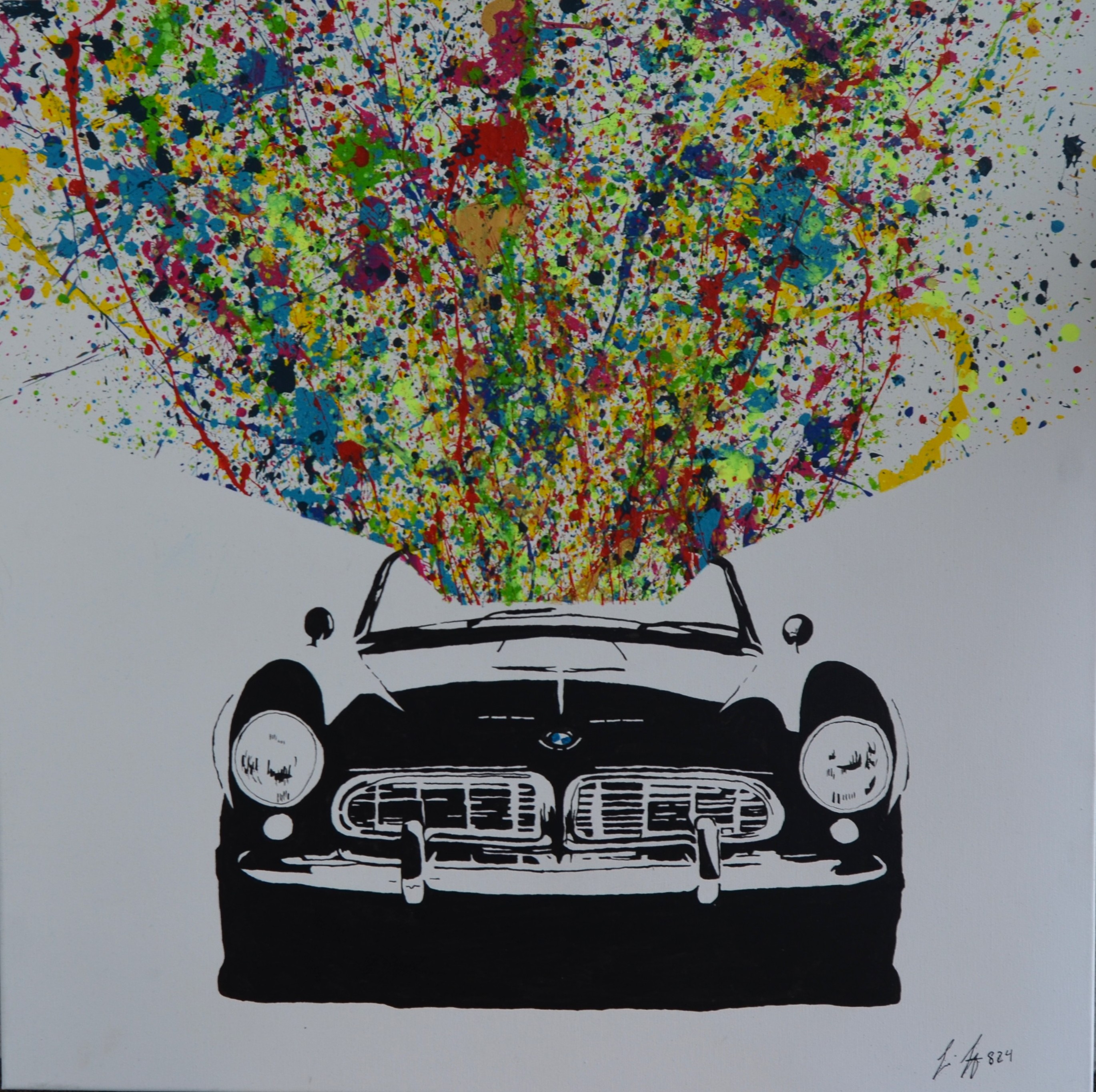 27 BMW 507, 80x80cm, Acryl auf Leinwand
