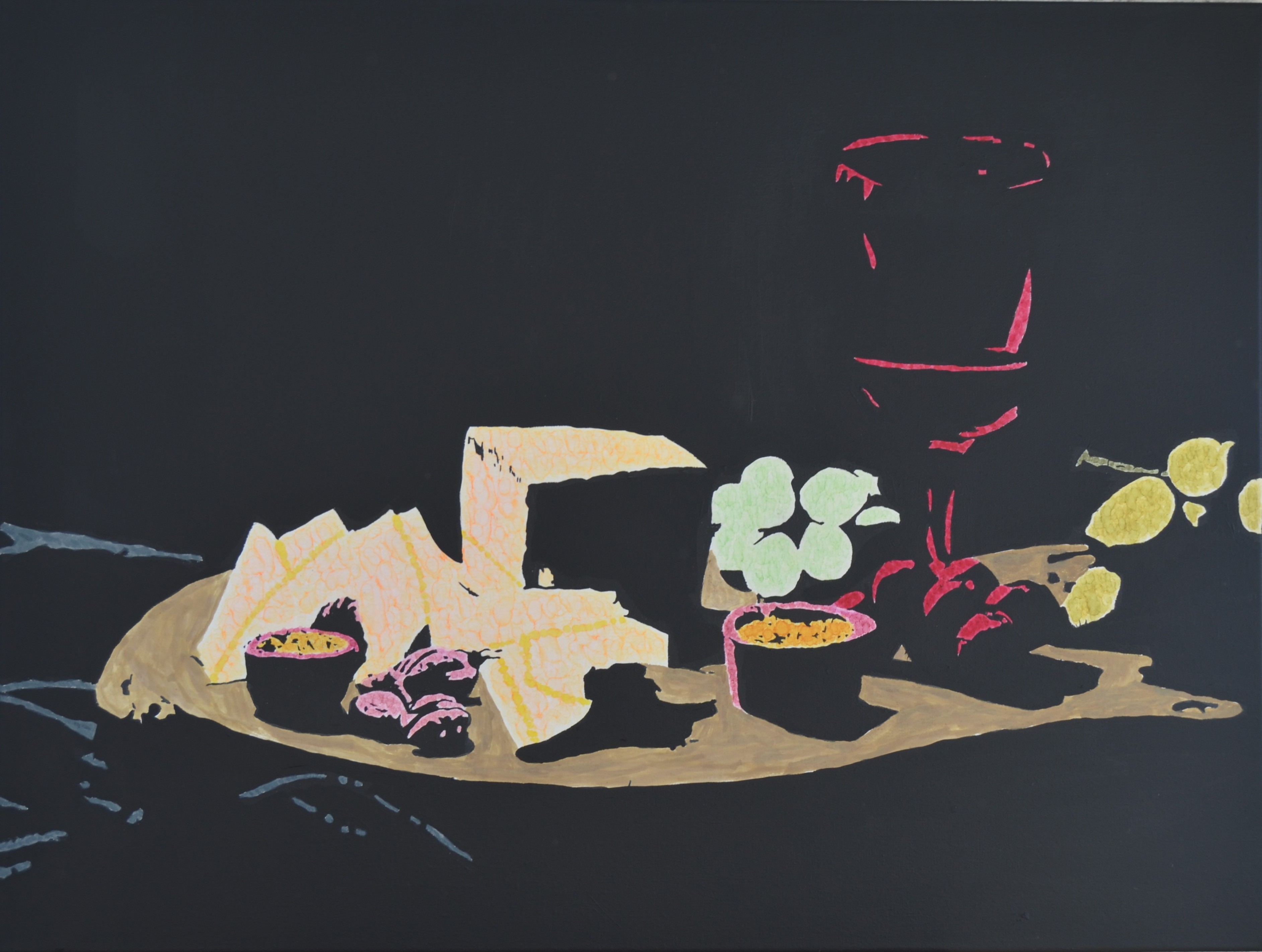 40 Stillleben, 80x60cm, Acryl mit Alkoholfarben auf Leinwand