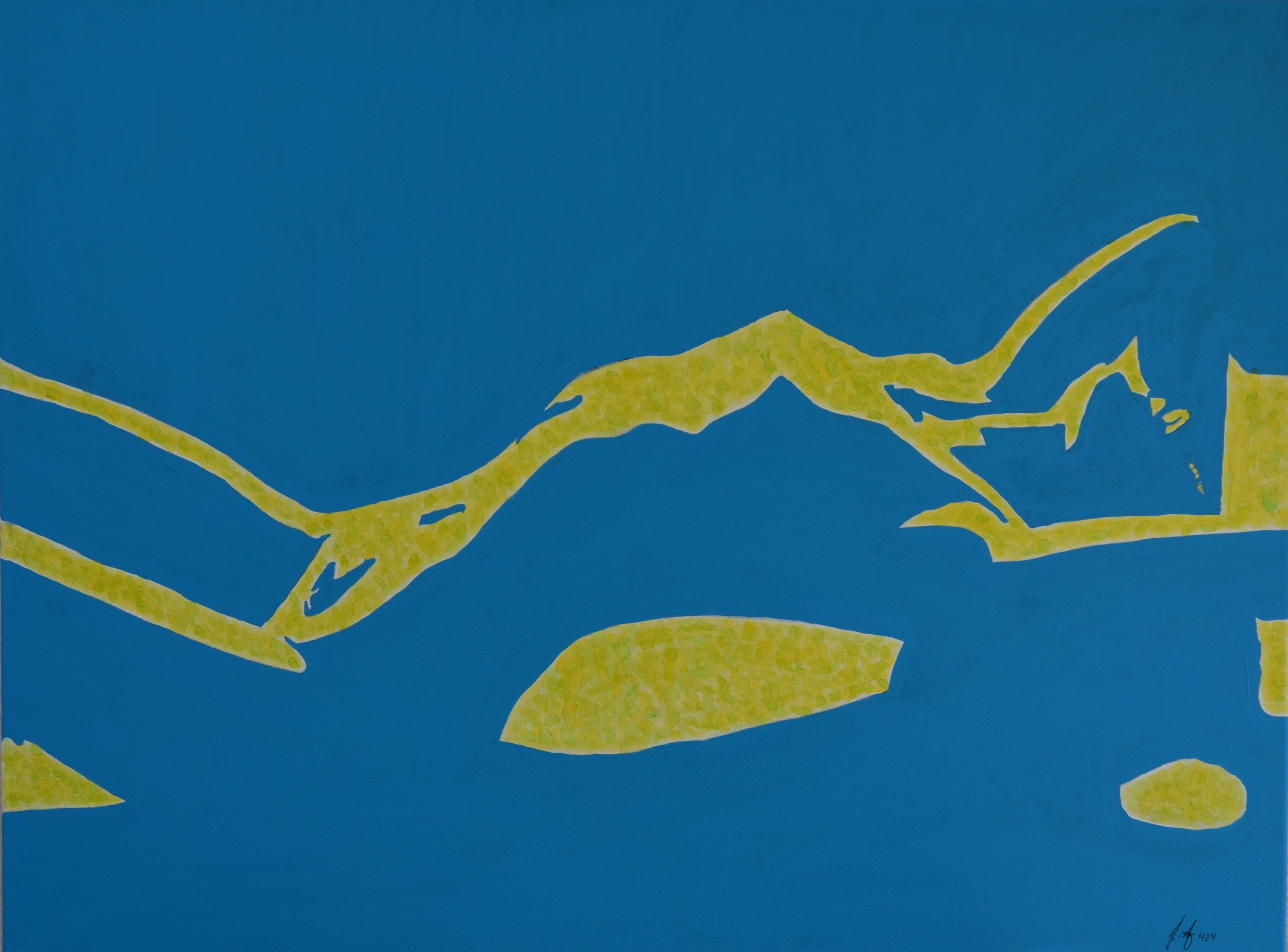 42 blue contours,80x60cm,Acryl mit Alkoholfarben auf Leinwand