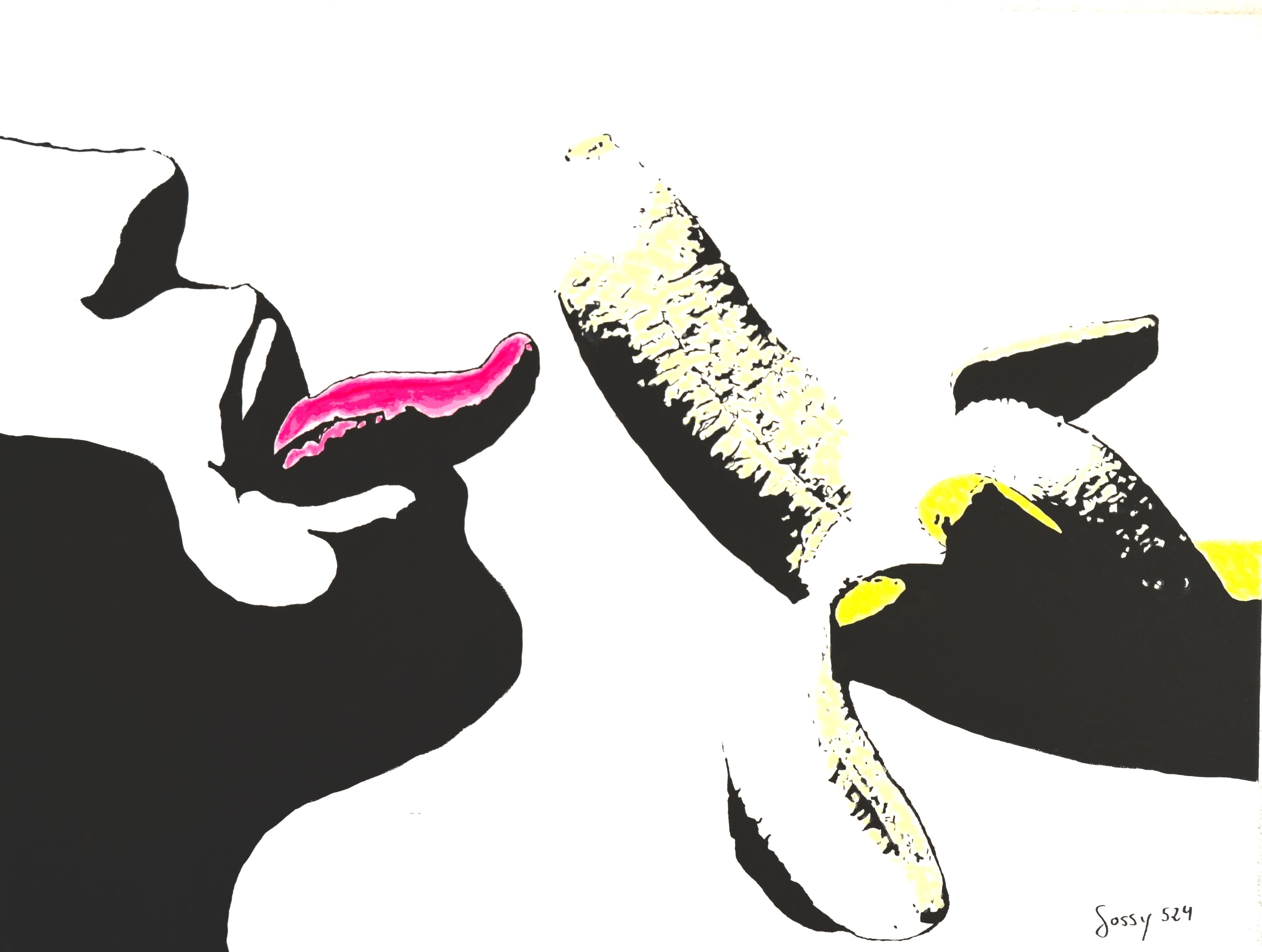 43 delicious banana, 80x60cm, Acryl mit Alkoholfarben auf Leinwand