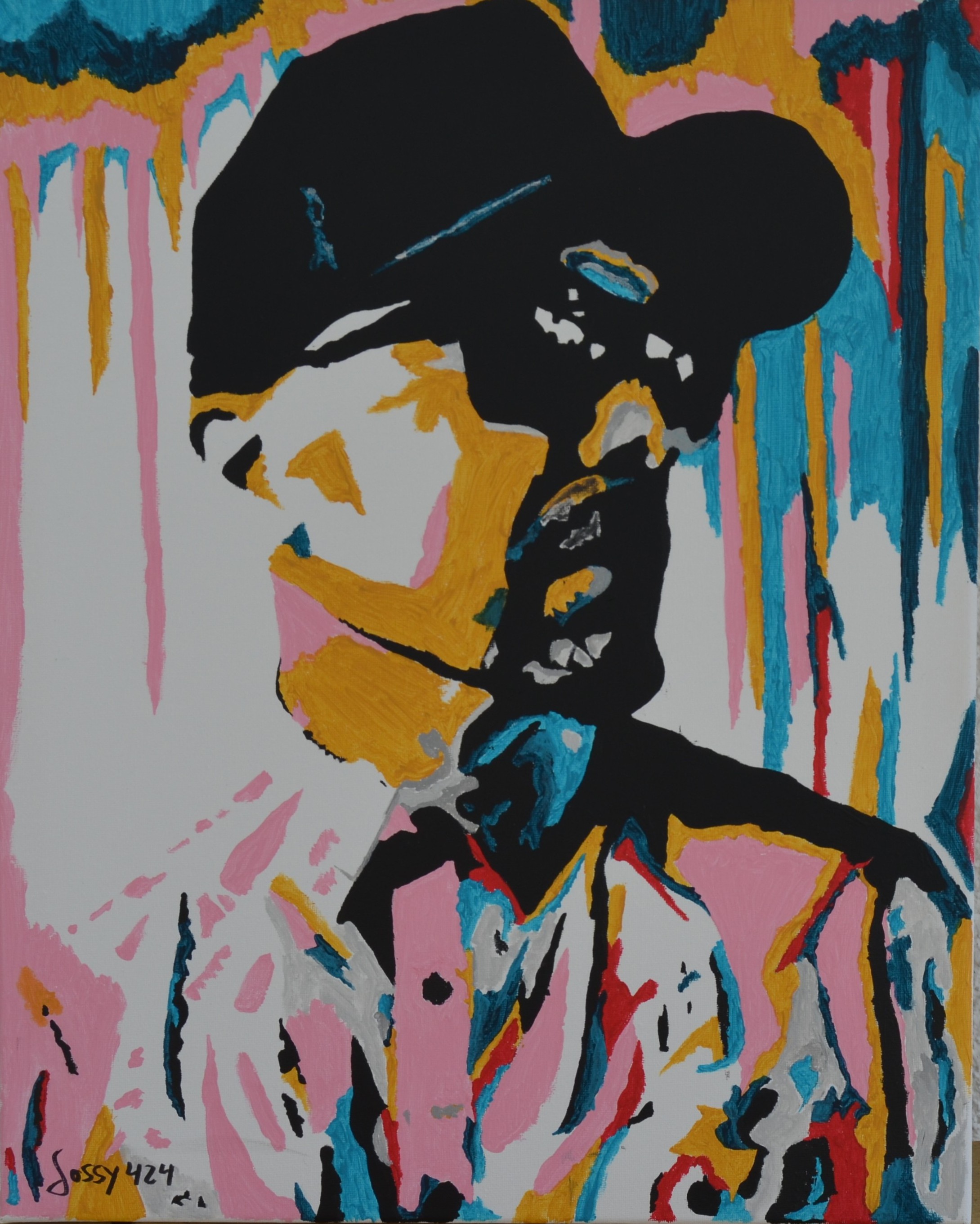 50 man with a cap, 50x40cm, Acryl auf Leinwand