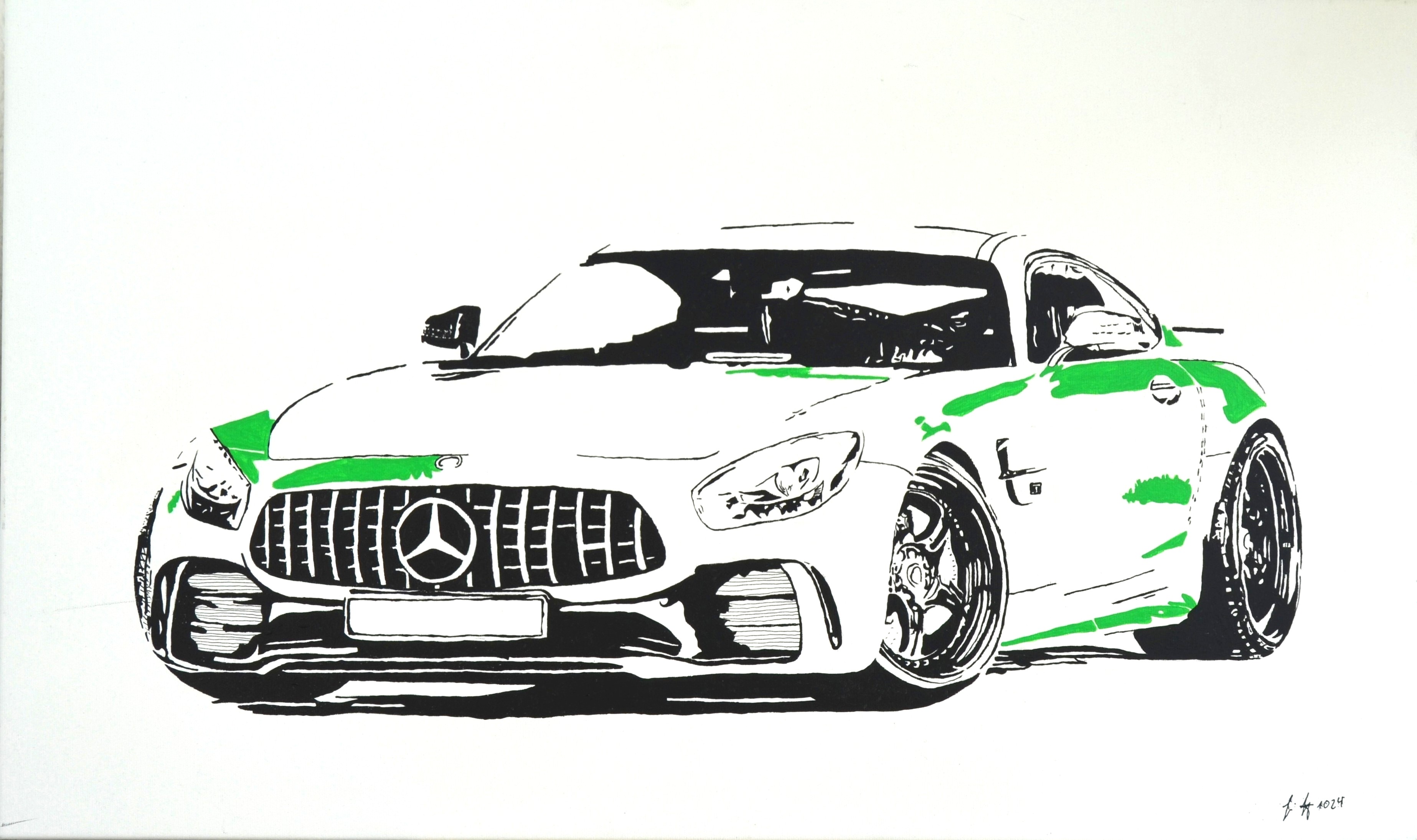 52 Mercedes Benz AMG GT,100x60cm, Acryl auf Leinwand
