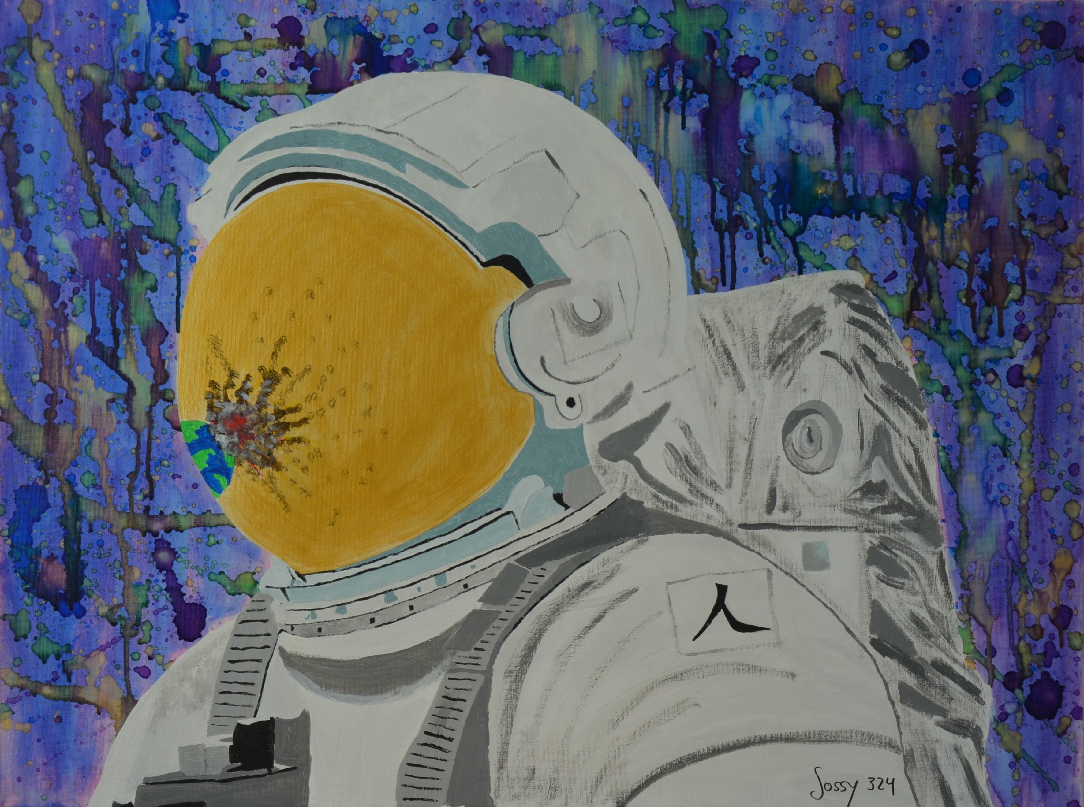 60 Acryl mit Alkoholfarben auf Leinwand, 80x60cm, Human