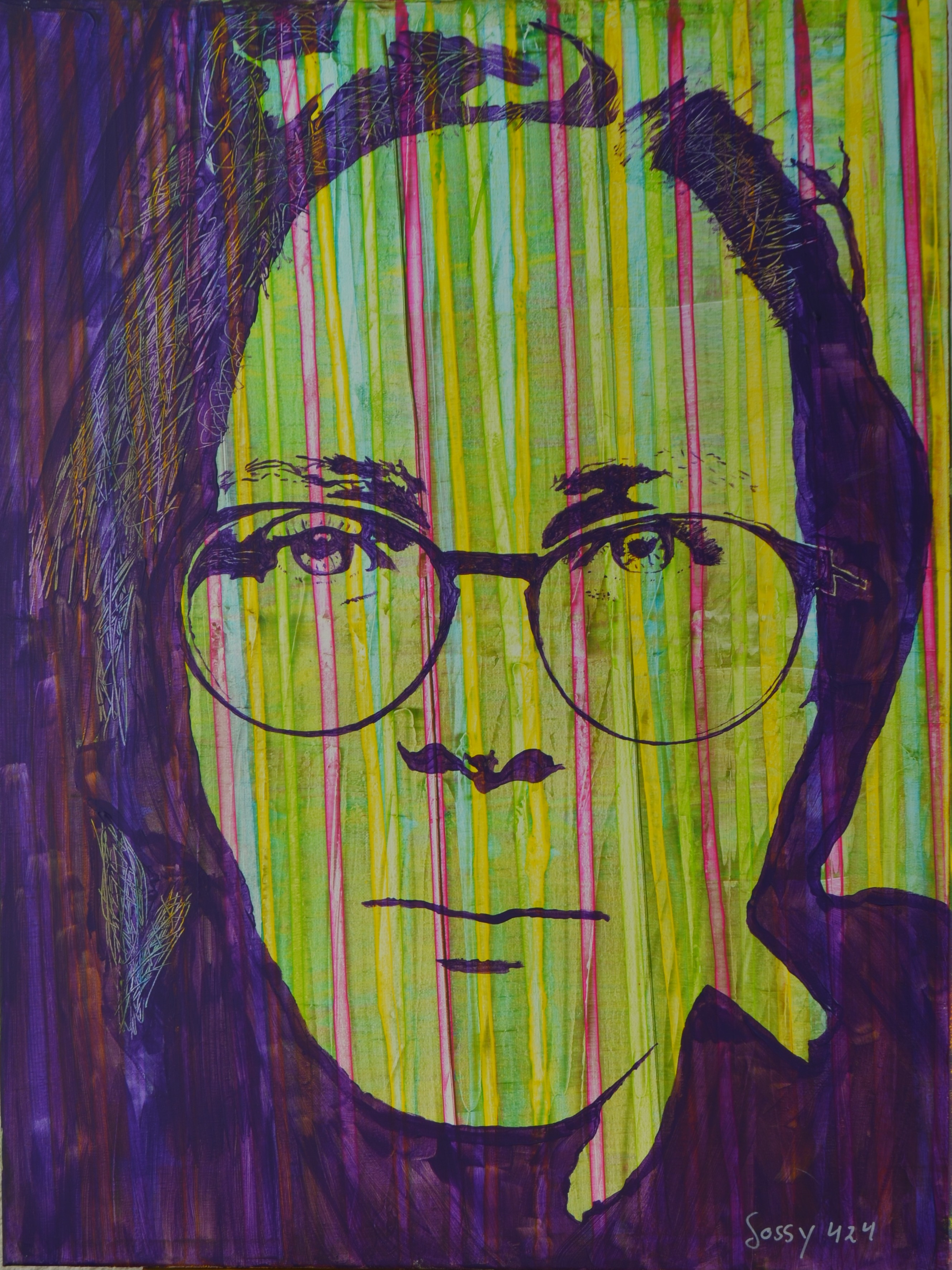 61 Acryl mit Alkoholfarbern auf Leinwand, 80x60cm,Face