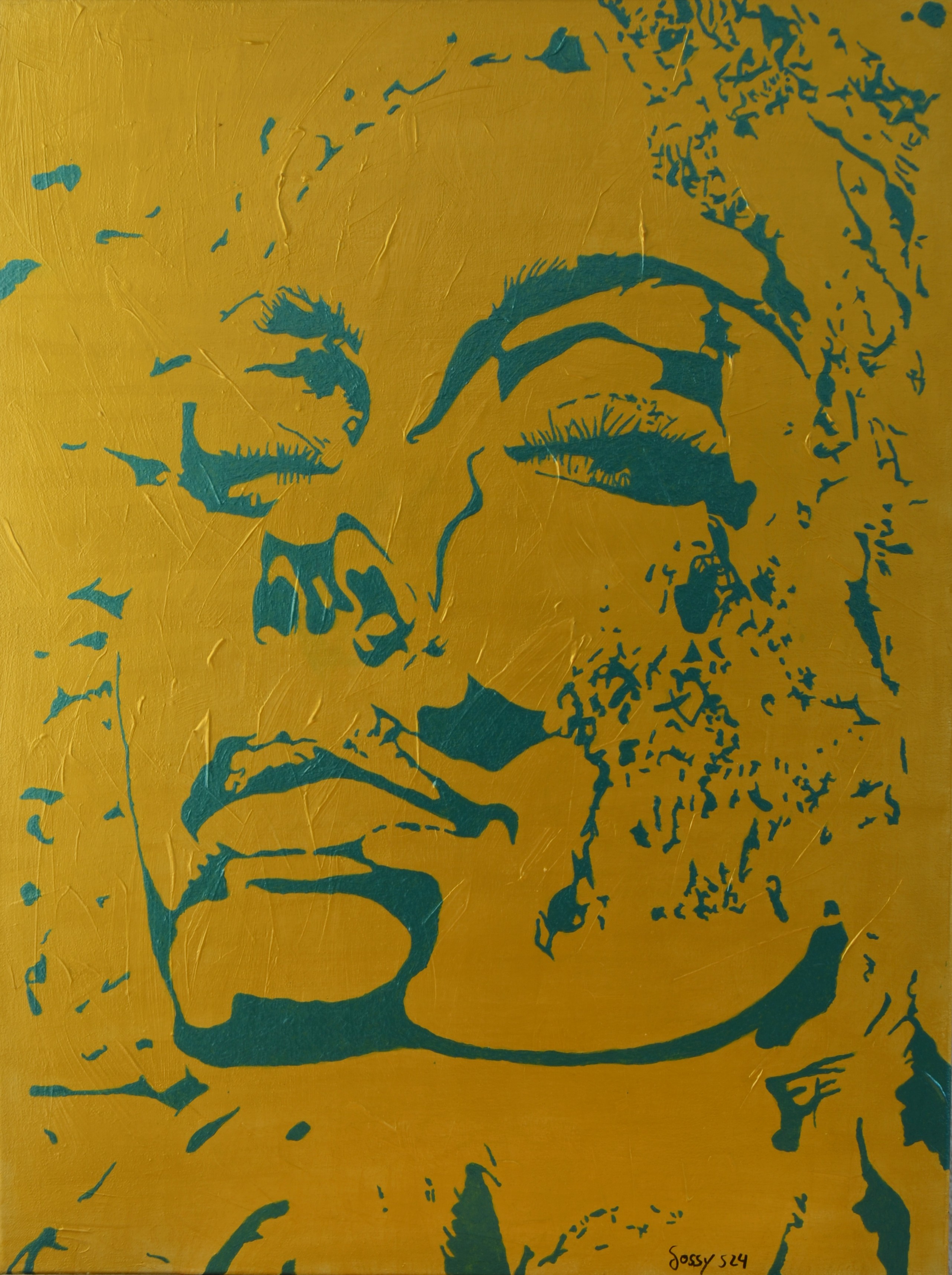 62 Acryl metallic auf Leinwand,80x60cm, gold Face